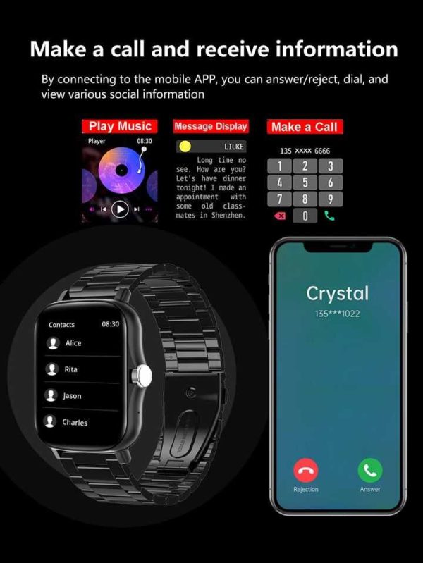 LIGE Full Touch Bluetooth Calling Multifunctional Smartwatch GT20 V2.0 Silver - Image 4