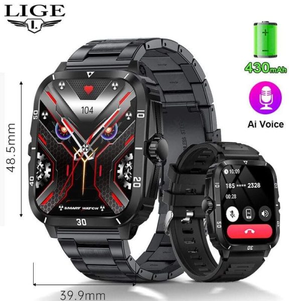 Military Grade Rugged Bluetooth Calling Waterproof Smartwatch - Image 2